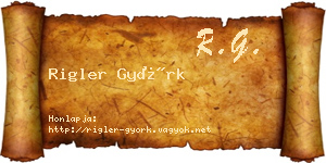 Rigler Györk névjegykártya